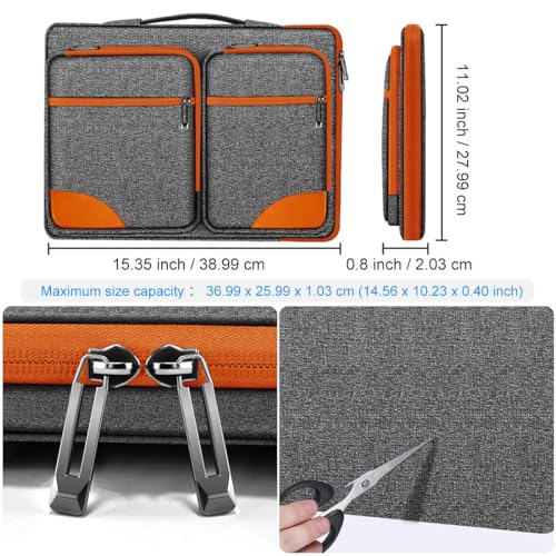 ZINZ 360 Protective Laptop Case 15" 15.6" 16" Sleeve, Water-Resistant Handbag with Straps Compatible with 16" MacBook Neo, MacBook Pro Air 16"/15", XPS 16" and Most 15" 15.6" 16" Notebooks,G01OG01 - color: G01og01, size: 15"-16"