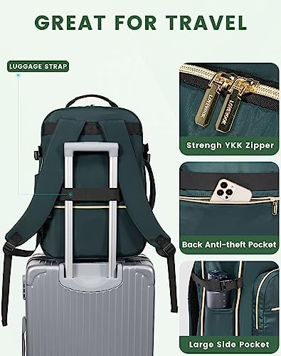 LOVEVOOK 50L Travel Backpack Flight Approved Carry on Backpack,3 Packing Cubes,Waterproof Personal Item Travel Bag,TSA Carry on Luggage Suitcase Travel Essentials,Gifts for Women & Men,fits 18" Laptop - color: Dark Green-black-2, size: X-Large-50L-4Pcs