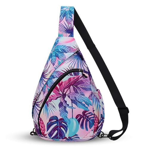 HUA ANGEL Crossbody Sling Bag for Men & Women Lightweight Waterproof Chest Shoulder Bag for Travel Hiking & Everyday Use - color: W-colored Pineapple