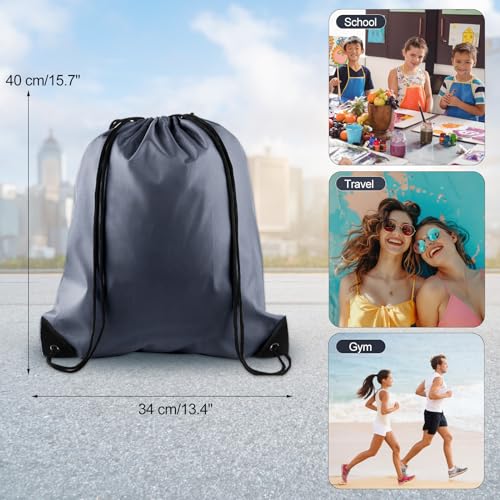 KUUQA 2 Pcs Gray Drawstring Backpacks, 40cm*34cm/15.7"*13.4", Gym, Travel, Outdoor Activities - color: Gray