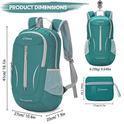ZOMAKE Ultra Lightweight Packable Backpack 25L, Foldable Hiking Backpacks Water Resistant Small Folding Daypack for Travel(Army Green-NEW) - color: Army Green-a