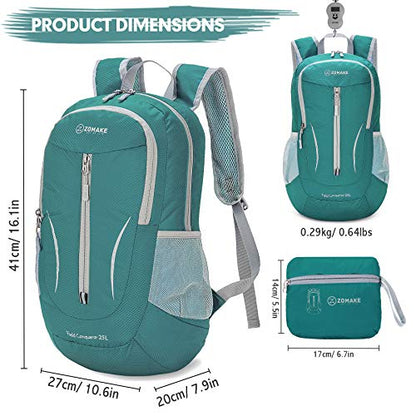 ZOMAKE Ultra Lightweight Packable Backpack 25L, Foldable Hiking Backpacks Water Resistant Small Folding Daypack for Travel(Army Green-NEW) - color: Army Green-a
