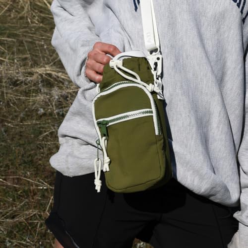 Thread Wallets Water Bottle Sling Crossbody Bag – Small Cross Body Sling with Pockets for Water Bottle, Cash, Phone & Keys - color: Olive