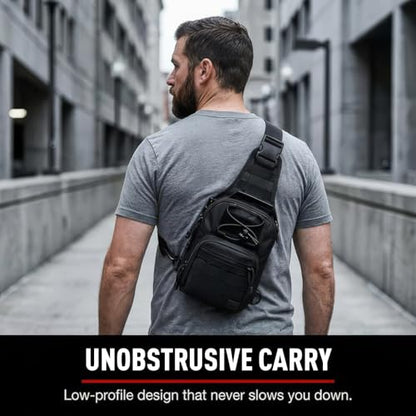 WOLF TACTICAL EDC Sling Bag - Concealed Carry Shoulder Bag for Range, Travel, Hiking, Outdoor Sports - color: Black