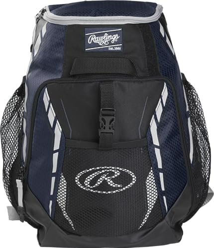 Rawlings | R400 Baseball & Softball Backpack Equipment Bag | T-Ball / Rec / Travel | Multiple Colors - color: Navy