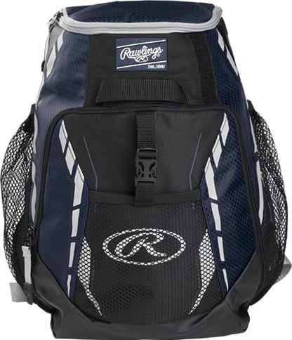 Rawlings | R400 Baseball & Softball Backpack Equipment Bag | T-Ball / Rec / Travel | Multiple Colors - color: Navy