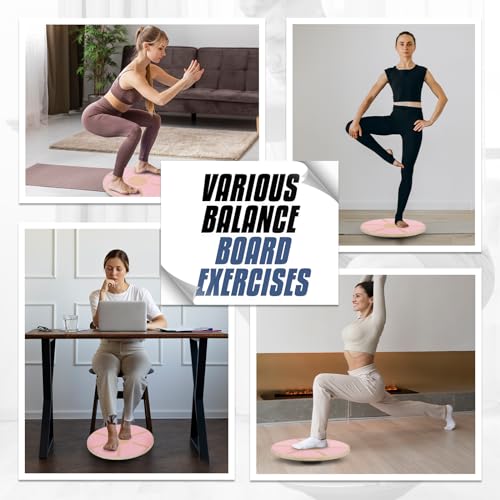 MADOG Wooden Wobble Balance Board for Adults, 15.5" Anti-Skid Sandpaper for Workout Core Trainer Physical Therapy, Home Gym Stability Board