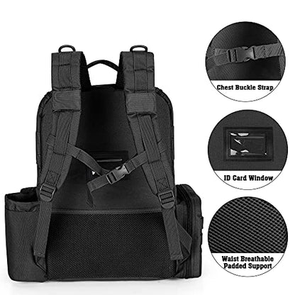 DSLEAF Tactical Range Pistol Backpack with 6 Pistol Cases, Gun Backpack with 9X Magazine Slots for Shooting and Hunting - color: Black