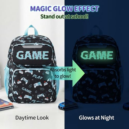 Kids Backpack for Boys - 17 Inch Insulated School Bag Ages 8-10 | Elementary Backpack for Grades 3-5, Fits Binder Laptop, Insulated Pocket, Reflective Strips, S-Curve Straps, Black Game - color: Black Game