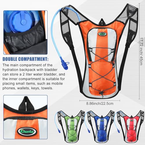 Chunful Hydration Backpack with 2L Water Bladder, Lightweight Hydration Pack Outdoor Water Backpack for Men Women Running Cycling Biking Climbing - color: Brightcolor