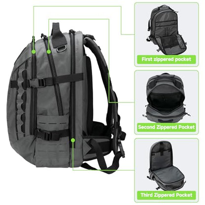 EXCELLENT ELITE SPANKER 40L Tactical Military Backpack for Men and Women Large Rucksack Assault Pack Bag for Outdoor Camping, Hiking,Travel Backpacking(Grey) - color: Grey