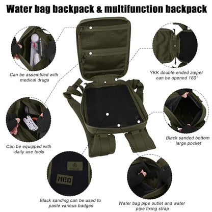 PETAC GEAR Tactical Molle Hydration Pack for 1.5L - Lightweight Water Reservoir Bag for Molle Vest Backpack, for Hiking, Hunting - style: RG no Bladder