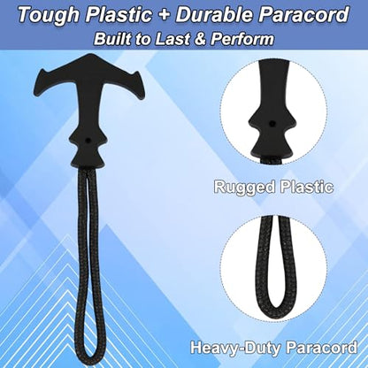 6Pcs Paracord Zipper Pulls Replacement, Heavy Duty T-Shaped Zipper Pull Tab Replacement Kit, Quick-Install for Yeti Cooler, Backpack, Luggage, Jacket, Tote & Outdoor Gear
