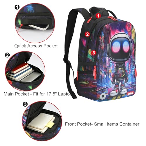 Graffiti Backpack, Designer Laptop Backpack for 15.6 Inch Work,Water Resistant Backpack Computer Bag (CyberBot) - color: Cyberbot