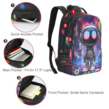 Graffiti Backpack, Designer Laptop Backpack for 15.6 Inch Work,Water Resistant Backpack Computer Bag (CyberBot) - color: Cyberbot