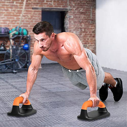 Kipika Push Up Bars Bundle - Anti-Slip Soft Plastic Handles, Stable Non-Slip Base, Perfect for Floor Strength Training - Black & Orange