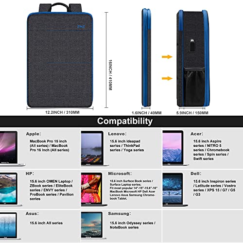 ZINZ Slim & Expandable Laptop Backpack 15 15.6 16 Inch Case, Water Resistant Travel Backpack Compatible with MacBook Pro/Neo 16" 15", Dell XPS 15 16 and Most 15" 15.6" 16" Notebooks，B01BL01 - color: B01bl01, size: 15"-16"