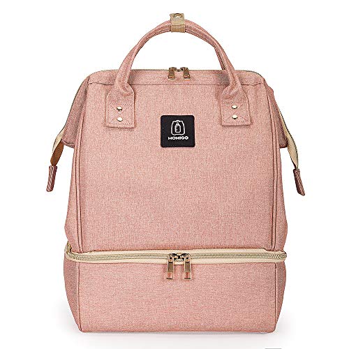 DiaperBreast Pump Backpack - Cooler and Moistureproof Bag Double Layer for Mother Outdoor Working Backpack with USB Charging Port, Large (Pink) - color: Pink