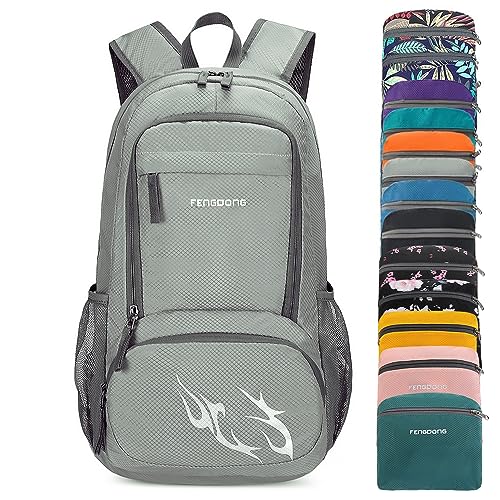 FENGDONG 35L Lightweight Foldable Waterproof Packable Travel Small Hiking Backpack Daypack for men women - color: A4-grey-upgrade