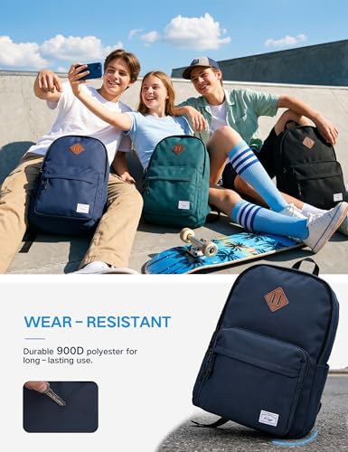 Kasqo School Backpack, 15.6 Inch Classic Lightweight Water-Resistant Backpack for Men Women Teens Girls Boys Kids to School, College, Travel, Work, Sapphire Blue - color: Blue