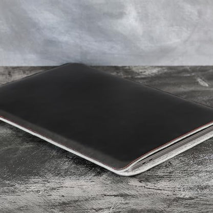 Casemade Real Leather Laptop Sleeve for MacBook Pro & Air Fits 13, 14, 15 & 16 Inch - Genuine Full Grain Leather with Soft Wool Lining (14-inch Pro M1/M2/M3/M4/M5) - color: Black, size: 14" Pro M1-M5