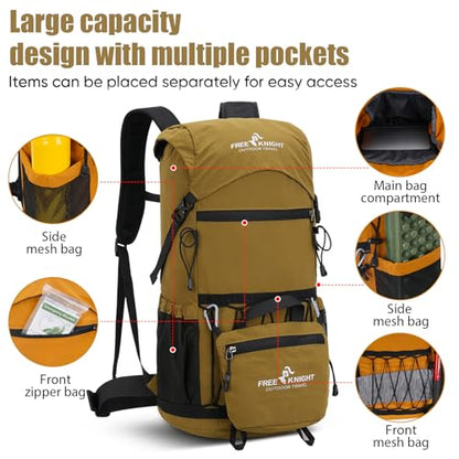 Bseash 30L Lightweight Hiking Backpack, Outdoor Sport Waterproof Travel Bag Daypack for Cycling Climbing Skiing (Khaki) - color: Khaki