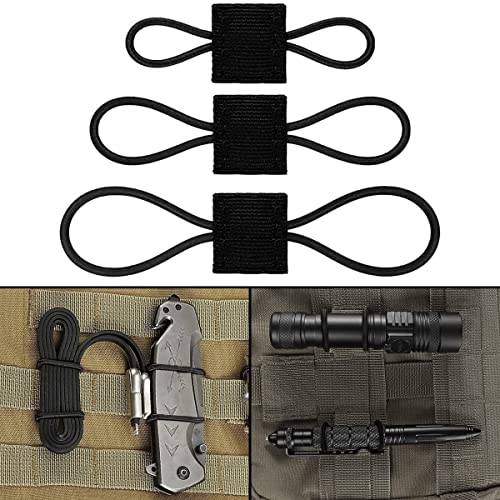 Elastic Webbing Binding Ribbon Multipurpose Backpacks Attachments Tactical Molle Backpack Accessories, Tactical EDC Gear (12 Pieces Black 3 Size Kit)