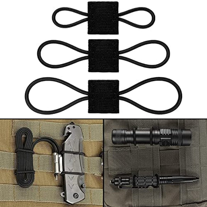 Elastic Webbing Binding Ribbon Multipurpose Backpacks Attachments Tactical Molle Backpack Accessories, Tactical EDC Gear (12 Pieces Black 3 Size Kit)