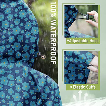 SaphiRose Unisex Rain Poncho Waterproof Raincoat Hooded for Adults Women with Pockets - color: Blue Cloak