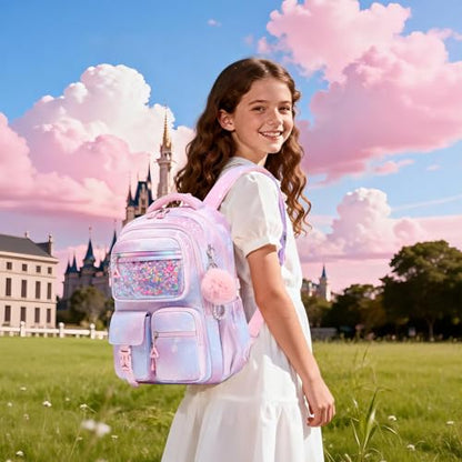 Girls Backpack,School Bag for Kids,Primary,Elementary,teen ages 6-15 Girls Bookbag,Students Kawaii Backpack Pink dolphin - color: Pink Dolphin