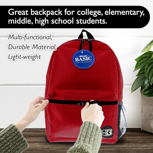 BAZIC 1039 Basic Backpack, Burgundy, 16" - color: Burgundy, size: 16"