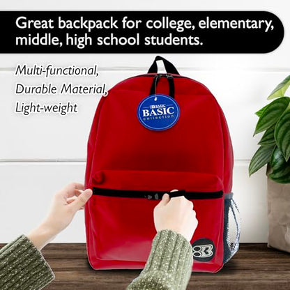 BAZIC 1039 Basic Backpack, Burgundy, 16" - color: Burgundy, size: 16"
