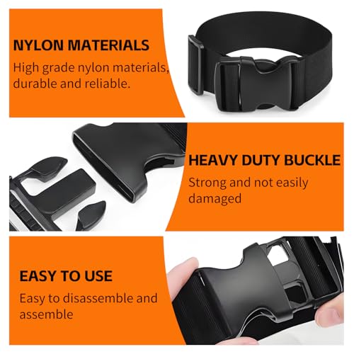 Luggage Straps for Suitcases TSA Approved, Straps with Buckles, Adjustable Luggage Connector Straps for Suitcases - Connect 3 Luggages, Fanny Pack Extender Strap (2pcs Black)