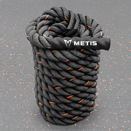 METIS Battle Ropes – Durable Fitness Ropes for Strength Training, 30ft/40ft/50ft Options – Ideal for Home Workouts & Gyms with Anti-Fray Handles - size: 40ft, style: 1.5 inch