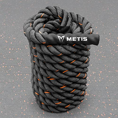 METIS Battle Ropes – Durable Fitness Ropes for Strength Training, 30ft/40ft/50ft Options – Ideal for Home Workouts & Gyms with Anti-Fray Handles - size: 40ft, style: 1.5 inch