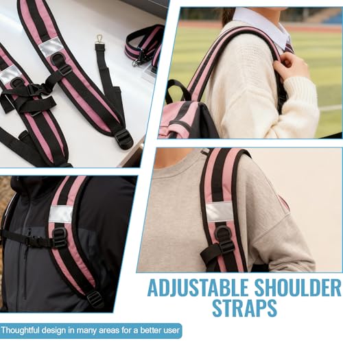 PAASTAl Backpack Straps,Relacement Adjustable Padded Shoulder Straps for Bag, with Metal/Plastic Clips. - color: Pink Alloy