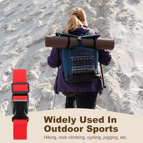 PATIKIL Utility Straps with Quick Release Buckle, (1 Inch x 8 Feet, Red) (3 Pcs) Adjustable Luggage Polyester Straps Backpack Webbing, Suit for Sleeping Bag/Camping/Hiking - color: Red, size: 1 Inch x 8 Feet