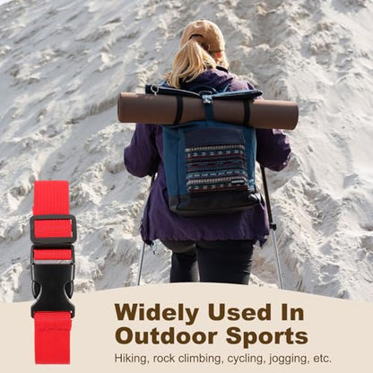 PATIKIL Utility Straps with Quick Release Buckle, (1 Inch x 8 Feet, Red) (3 Pcs) Adjustable Luggage Polyester Straps Backpack Webbing, Suit for Sleeping Bag/Camping/Hiking - color: Red, size: 1 Inch x 8 Feet