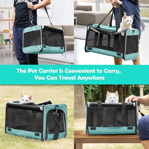 GAPZER Small Dog Carrier for Puppy Yorkshire Softshell Car Transport Chihuahua Carry Cage 18-inch Collapsible Doggie Vet Visit Crate Easy Load Roomy Pet Carrier Bag Kennel Dog Essentials Teal - color: Turquoise