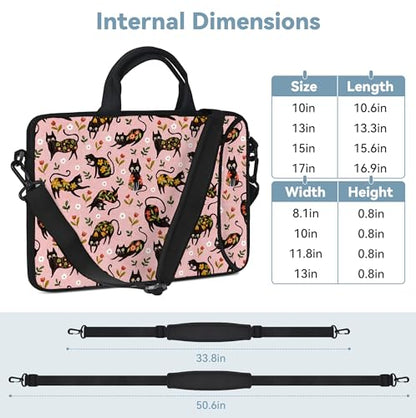 RICHEN 17 inch Laptop Shoulder Bag Carrying Case with Handle Fits 15.6/16/17/17.3/17.4 inch Laptop Notebook (Flowers Cats, 16-17.3 inch) - color: Flowers Cats