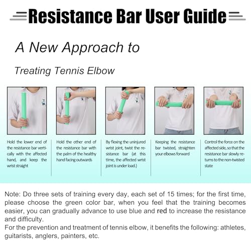 Flex Therapy Strengthener Bar for Tennis Elbow, Golfers Elbow, Tendonitis - Physical Therapy Resistance Bar for Wrist and Forearms Pain Relief - color: Blue-15LBS and Red-Extra heavy-35LBS