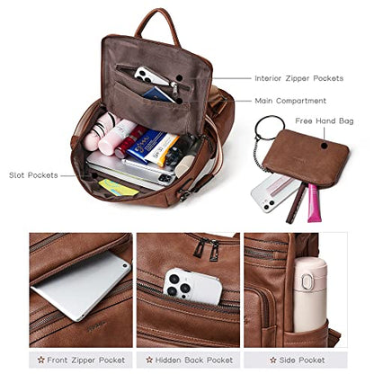 Shrrie Backpack Purse for Women Leather Backpack Fashion Designer Travel Backpack Convertible Shoulder Bag - color: 1-3 Oil Wax Brown