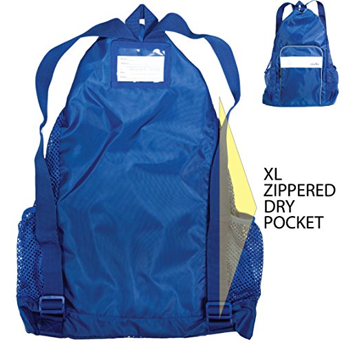 Athletico Mesh Swim Bag - Mesh Pool Bag With Wet & Dry Compartments for Swimming, the Beach, Camping and More - color: Blue