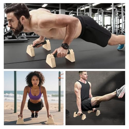Wood Parallettes Bars for Home Workout, Push Up Bars & Dip Stands, Wooden Calisthenics Equipment Handstand Blocks for Strength Training, Rehabilitation & Gymnastics - size: 25cm