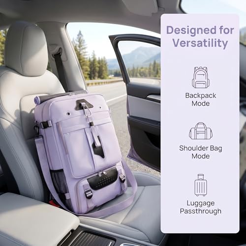 Travel BackpackWaterResistant Large LaptopBackpack with Shoe CompartmentMulti-Pocket Carry On Backpack for Business Work Trip - color: Purple