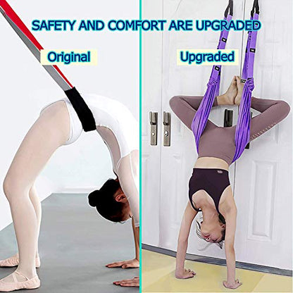 Fitness Yoga Stretching Strap, Adjustable Leg Stretcher Back Bend Assist Trainer, Improve Leg Waist Back Flexibility Home Gym Equipment for Rehab Pilates Ballet Cheerleading Splits Gymnastics - color: pink