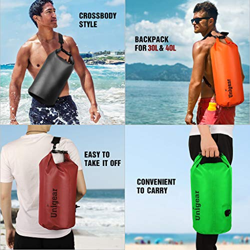 Unigear Dry Bag Waterproof, 2L/5L/10L/20L/30L/40L Floating and Lightweight Bags for Kayaking, Boating, Fishing, Swimming and Camping with Waterproof Phone Case - color: Red, size: 2L