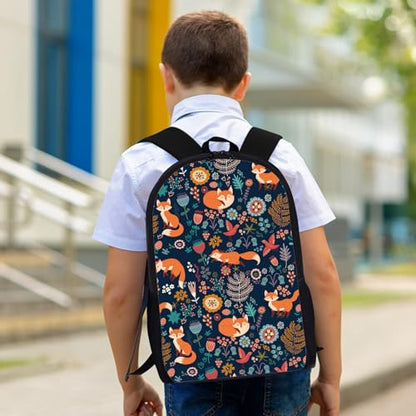 Fox Backpack Set for School,17 Inch Casual Back to School Bags with Lunch Box, Kids Daypack Bags and Pencil Case Set for Teens Boys Men Students - color: Fox