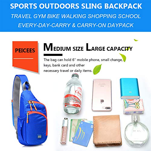 Peicees Small Sling Backpack Waterproof Unisex Shoulder Bag Chest Crossbody Daypack - color: Orange, size: Small