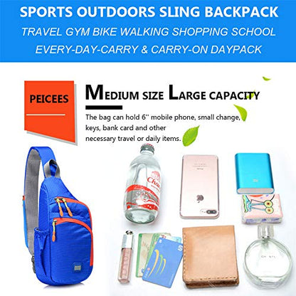 Peicees Small Sling Backpack Waterproof Unisex Shoulder Bag Chest Crossbody Daypack - color: Fluorescent Green, size: Small
